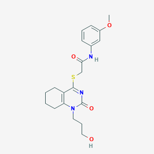 2-((1-(3-hydroxypropyl)-2-oxo-1,2,5,6,7,8-hexahydroquinazolin-4-yl)thio)-N-(3-methoxyphenyl)acetamide
