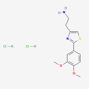 molecular formula C13H18Cl2N2O2S B2693432 2-(2-(3,4-Dimethoxyphenyl)thiazol-4-yl)ethanamine dihydrochloride CAS No. 858009-37-7