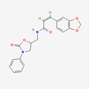 (Z)-3-(benzo[d][1,3]dioxol-5-yl)-N-((2-oxo-3-phenyloxazolidin-5-yl)methyl)acrylamide