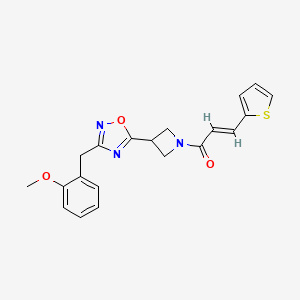 molecular formula C20H19N3O3S B2693434 (E)-1-(3-(3-(2-methoxybenzyl)-1,2,4-oxadiazol-5-yl)azetidin-1-yl)-3-(thiophen-2-yl)prop-2-en-1-one CAS No. 1396890-65-5