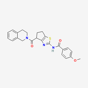 4-methoxy-N-(4-(1,2,3,4-tetrahydroisoquinoline-2-carbonyl)-5,6-dihydro-4H-cyclopenta[d]thiazol-2-yl)benzamide