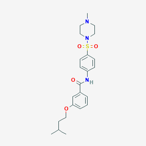 molecular formula C23H31N3O4S B269344 3-(3-methylbutoxy)-N-{4-[(4-methylpiperazin-1-yl)sulfonyl]phenyl}benzamide 