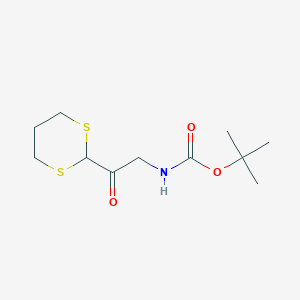molecular formula C11H19NO3S2 B2693443 tert-butyl N-[2-(1,3-dithian-2-yl)-2-oxoethyl]carbamate CAS No. 173411-50-2
