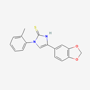 molecular formula C17H14N2O2S B2693450 5-(1,3-benzodioxol-5-yl)-3-(2-methylphenyl)-1H-imidazole-2-thione CAS No. 688791-48-2