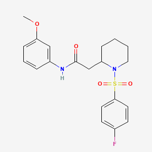 molecular formula C20H23FN2O4S B2693451 2-(1-((4-fluorophenyl)sulfonyl)piperidin-2-yl)-N-(3-methoxyphenyl)acetamide CAS No. 1105223-66-2