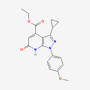 molecular formula C19H19N3O4 B2693458 ethyl 3-cyclopropyl-1-(4-methoxyphenyl)-6-oxo-6,7-dihydro-1H-pyrazolo[3,4-b]pyridine-4-carboxylate CAS No. 1245807-76-4