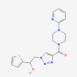 molecular formula C18H20N6O2S B2693467 (1-(2-羟基-2-(噻吩-2-基)乙基)-1H-1,2,3-三唑-4-基)(4-(吡啶-2-基)哌嗪-1-基)甲酮 CAS No. 2034540-39-9