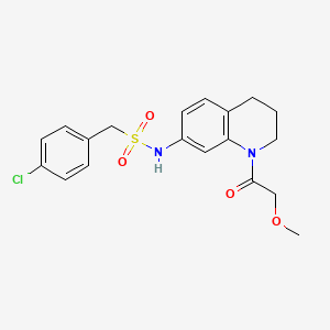 molecular formula C19H21ClN2O4S B2693473 1-(4-chlorophenyl)-N-(1-(2-methoxyacetyl)-1,2,3,4-tetrahydroquinolin-7-yl)methanesulfonamide CAS No. 1171542-45-2