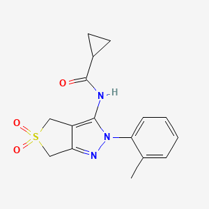 N-[2-(2-methylphenyl)-5,5-dioxo-4,6-dihydrothieno[3,4-c]pyrazol-3-yl]cyclopropanecarboxamide