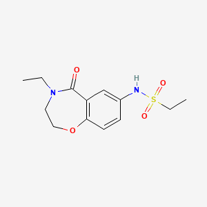 molecular formula C13H18N2O4S B2693502 N-(4-ethyl-5-oxo-2,3,4,5-tetrahydrobenzo[f][1,4]oxazepin-7-yl)ethanesulfonamide CAS No. 922553-57-9