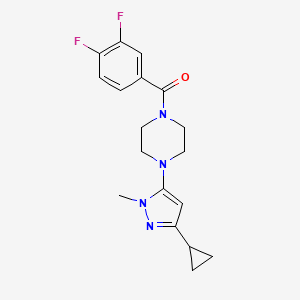 molecular formula C18H20F2N4O B2693517 (4-(3-环丙基-1-甲基-1H-吡唑-5-基)哌嗪-1-基)(3,4-二氟苯基)甲酮 CAS No. 2034502-89-9