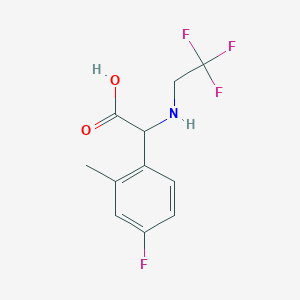 molecular formula C11H11F4NO2 B2693530 2-(4-Fluoro-2-methylphenyl)-2-((2,2,2-trifluoroethyl)amino)acetic acid CAS No. 1270672-27-9