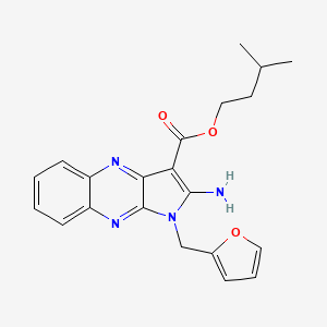 molecular formula C21H22N4O3 B2693532 3-Methylbutyl 2-amino-1-(furan-2-ylmethyl)pyrrolo[3,2-b]quinoxaline-3-carboxylate CAS No. 836625-33-3