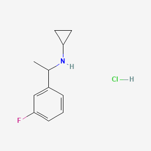 molecular formula C11H15ClFN B2693538 N-[1-(3-Fluorophenyl)ethyl]cyclopropanamine;hydrochloride CAS No. 2379918-51-9