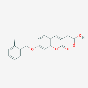 molecular formula C21H20O5 B2693542 {4,8-dimethyl-7-[(2-methylbenzyl)oxy]-2-oxo-2H-chromen-3-yl}acetic acid CAS No. 858754-76-4