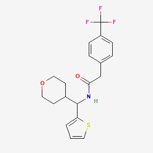 molecular formula C19H20F3NO2S B2693544 N-((tetrahydro-2H-pyran-4-yl)(thiophen-2-yl)methyl)-2-(4-(trifluoromethyl)phenyl)acetamide CAS No. 2309584-89-0