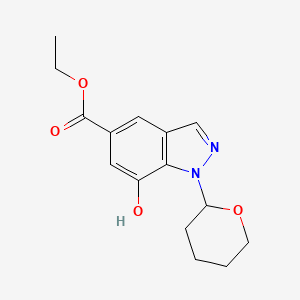 molecular formula C15H18N2O4 B2693546 Ethyl 7-hydroxy-1-tetrahydropyran-2-YL-indazole-5-carboxylate CAS No. 1197943-49-9
