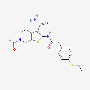 molecular formula C20H23N3O3S2 B2693550 6-Acetyl-2-(2-(4-(ethylthio)phenyl)acetamido)-4,5,6,7-tetrahydrothieno[2,3-c]pyridine-3-carboxamide CAS No. 941971-38-6