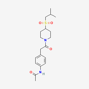 molecular formula C19H28N2O4S B2693561 N-(4-(2-(4-(isobutylsulfonyl)piperidin-1-yl)-2-oxoethyl)phenyl)acetamide CAS No. 1797687-47-8