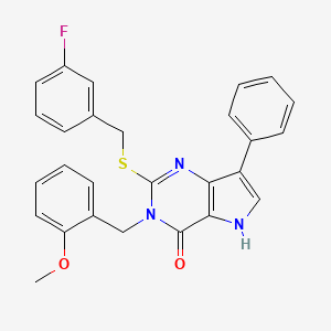 molecular formula C27H22FN3O2S B2693563 2-((3-fluorobenzyl)thio)-3-(2-methoxybenzyl)-7-phenyl-3H-pyrrolo[3,2-d]pyrimidin-4(5H)-one CAS No. 1792218-04-2