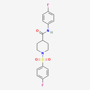 molecular formula C18H18F2N2O3S B2693571 N-(4-氟苯基)-1-((4-氟苯基)磺酰)哌啶-4-羧酰胺 CAS No. 591239-51-9