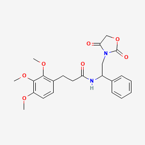 molecular formula C23H26N2O7 B2693572 N-(2-(2,4-dioxooxazolidin-3-yl)-1-phenylethyl)-3-(2,3,4-trimethoxyphenyl)propanamide CAS No. 2034564-31-1