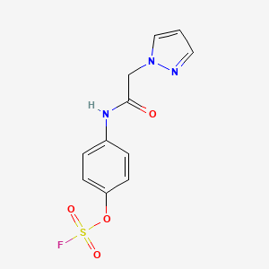 molecular formula C11H10FN3O4S B2693575 1-[2-(4-Fluorosulfonyloxyanilino)-2-oxoethyl]pyrazole CAS No. 2411270-03-4