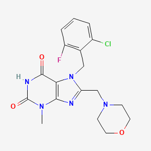molecular formula C18H19ClFN5O3 B2693576 7-(2-chloro-6-fluorobenzyl)-3-methyl-8-(morpholinomethyl)-1H-purine-2,6(3H,7H)-dione CAS No. 847408-66-6