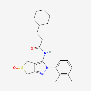 molecular formula C22H29N3O2S B2693577 3-cyclohexyl-N-[2-(2,3-dimethylphenyl)-5-oxo-4,6-dihydrothieno[3,4-c]pyrazol-3-yl]propanamide CAS No. 958967-16-3