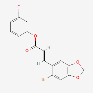 3-fluorophenyl (2E)-3-(6-bromo-2H-1,3-benzodioxol-5-yl)prop-2-enoate