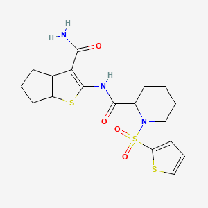 N-(3-carbamoyl-5,6-dihydro-4H-cyclopenta[b]thiophen-2-yl)-1-(thiophen-2-ylsulfonyl)piperidine-2-carboxamide