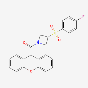 molecular formula C23H18FNO4S B2693600 (3-((4-fluorophenyl)sulfonyl)azetidin-1-yl)(9H-xanthen-9-yl)methanone CAS No. 1448054-81-6