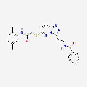 molecular formula C24H24N6O2S B2693611 N-(2-(6-((2-((2,5-二甲基苯基)氨基)-2-氧代乙基)硫代)-[1,2,4]三唑[4,3-b]吡啶并[1,5-a]吡嗪-3-基)乙基)苯甲酰胺 CAS No. 872993-79-8