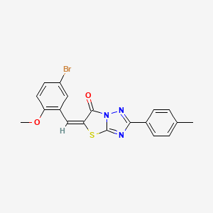 molecular formula C19H14BrN3O2S B2693618 (5E)-5-(5-bromo-2-methoxybenzylidene)-2-(4-methylphenyl)[1,3]thiazolo[3,2-b][1,2,4]triazol-6(5H)-one CAS No. 606953-64-4