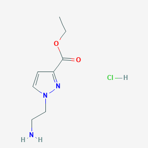 molecular formula C8H14ClN3O2 B2693631 Ethyl 1-(2-aminoethyl)pyrazole-3-carboxylate;hydrochloride CAS No. 2344679-88-3