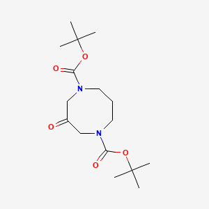 molecular formula C16H28N2O5 B2693633 1,5-(Di-Boc)-3-oxo-1,5-diazocane CAS No. 862703-10-4