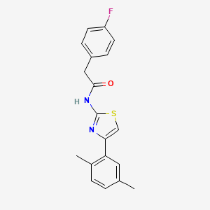 molecular formula C19H17FN2OS B2693636 N-[4-(2,5-二甲基苯基)-1,3-噻唑-2-基]-2-(4-氟苯基)乙酰胺 CAS No. 924421-50-1
