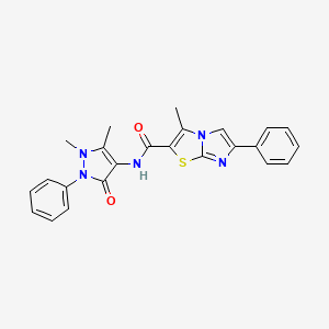 molecular formula C24H21N5O2S B2693640 N-(1,5-dimethyl-3-oxo-2-phenyl-2,3-dihydro-1H-pyrazol-4-yl)-3-methyl-6-phenylimidazo[2,1-b]thiazole-2-carboxamide CAS No. 919018-73-8