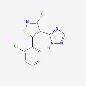 molecular formula C11H6Cl2N4S B2693644 3-chloro-5-(2-chlorophenyl)-4-(1H-1,2,4-triazol-5-yl)isothiazole CAS No. 680212-89-9