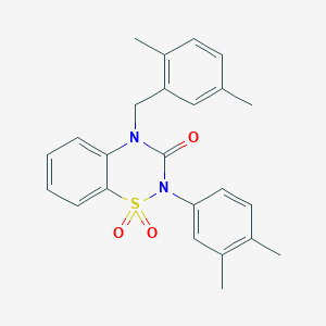 molecular formula C24H24N2O3S B2693648 4-(2,5-dimethylbenzyl)-2-(3,4-dimethylphenyl)-2H-1,2,4-benzothiadiazin-3(4H)-one 1,1-dioxide CAS No. 893789-33-8