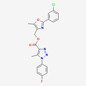 molecular formula C21H16ClFN4O3 B2693651 [2-(3-chlorophenyl)-5-methyl-1,3-oxazol-4-yl]methyl 1-(4-fluorophenyl)-5-methyl-1H-1,2,3-triazole-4-carboxylate CAS No. 1223813-30-6