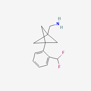 molecular formula C13H15F2N B2693654 [3-[2-(Difluoromethyl)phenyl]-1-bicyclo[1.1.1]pentanyl]methanamine CAS No. 2287280-68-4