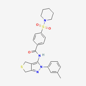 molecular formula C24H26N4O3S2 B2693662 N-[2-(3-methylphenyl)-4,6-dihydrothieno[3,4-c]pyrazol-3-yl]-4-piperidin-1-ylsulfonylbenzamide CAS No. 392288-84-5