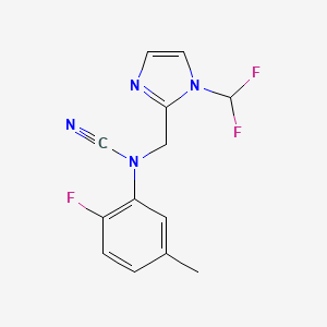 molecular formula C13H11F3N4 B2693673 N-cyano-N-{[1-(difluoromethyl)-1H-imidazol-2-yl]methyl}-2-fluoro-5-methylaniline CAS No. 1797568-03-6
