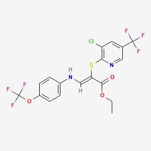 ethyl (2Z)-2-{[3-chloro-5-(trifluoromethyl)pyridin-2-yl]sulfanyl}-3-{[4-(trifluoromethoxy)phenyl]amino}prop-2-enoate