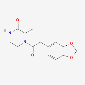 molecular formula C14H16N2O4 B2693705 4-(2-(Benzo[d][1,3]dioxol-5-yl)acetyl)-3-methylpiperazin-2-one CAS No. 1101200-82-1