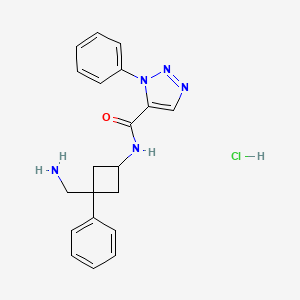 molecular formula C20H22ClN5O B2693706 N-[3-(Aminomethyl)-3-phenylcyclobutyl]-3-phenyltriazole-4-carboxamide;hydrochloride CAS No. 2418691-63-9