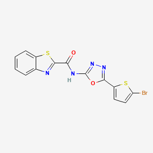 molecular formula C14H7BrN4O2S2 B2693712 N-[5-(5-bromothiophen-2-yl)-1,3,4-oxadiazol-2-yl]-1,3-benzothiazole-2-carboxamide CAS No. 1021131-69-0