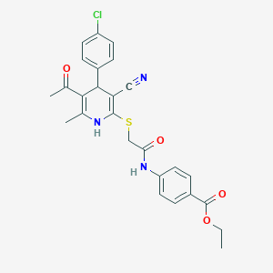 Ethyl 4-[({[5-acetyl-4-(4-chlorophenyl)-3-cyano-6-methyl-1,4-dihydropyridin-2-yl]sulfanyl}acetyl)amino]benzoate