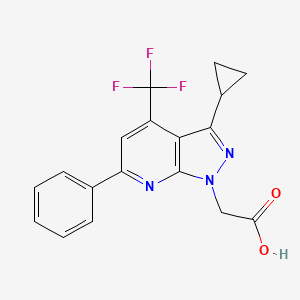 molecular formula C18H14F3N3O2 B2693721 [3-cyclopropyl-6-phenyl-4-(trifluoromethyl)-1H-pyrazolo[3,4-b]pyridin-1-yl]acetic acid CAS No. 937606-06-9